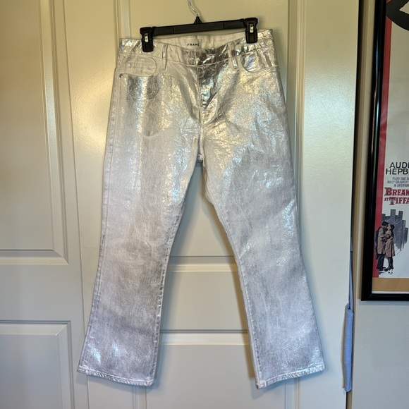 Frame Le Crop Metallic Stretch Mini Boot-Cut Crop Jeans - Picture 5 of 15